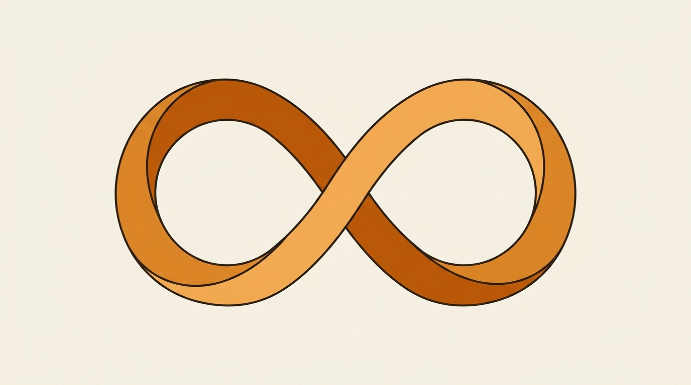 Conceptual illustration of two interlocking ribbon loops in saffron tones, symbolizing the separate IT-side and facility-side circuits of a double-loop liquid cooling design