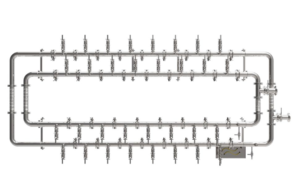 Double-loop cooling pipe system from the supplied technical materials